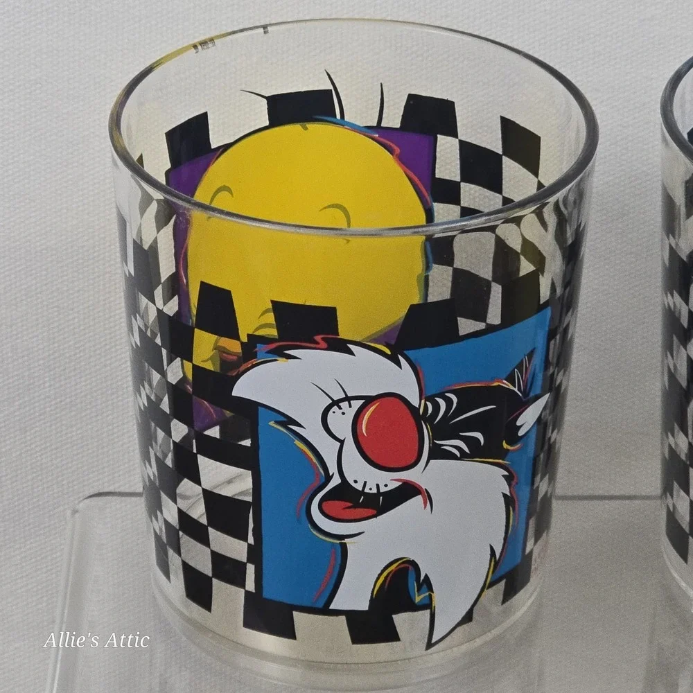 90s Looney Tunes Plastic Cups Kids Sylvester Tweety Vintage ZAK Designs Stacking